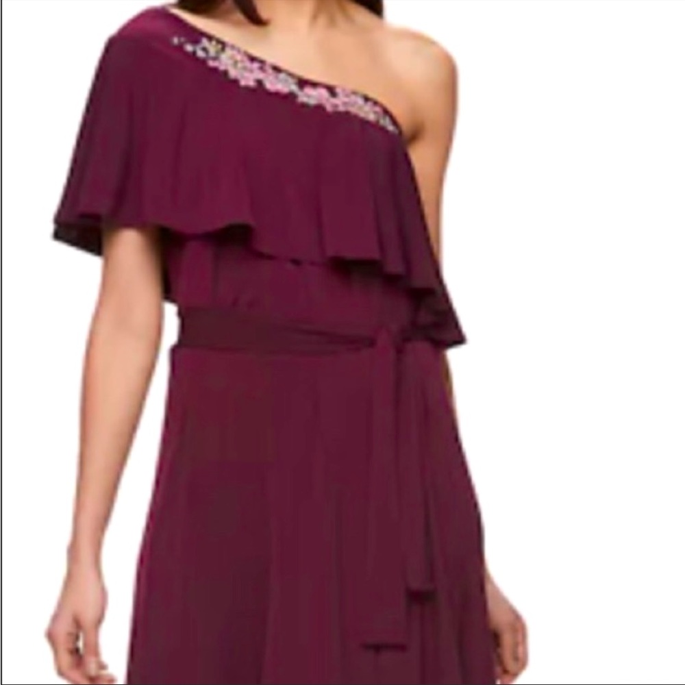 Jennifer Lopez One Shoulder Purple Cocktail Dress